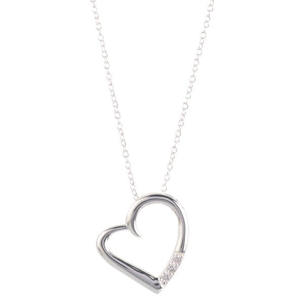 14K Silver Plated Love Heart Pave Pendant Necklace Nichestar