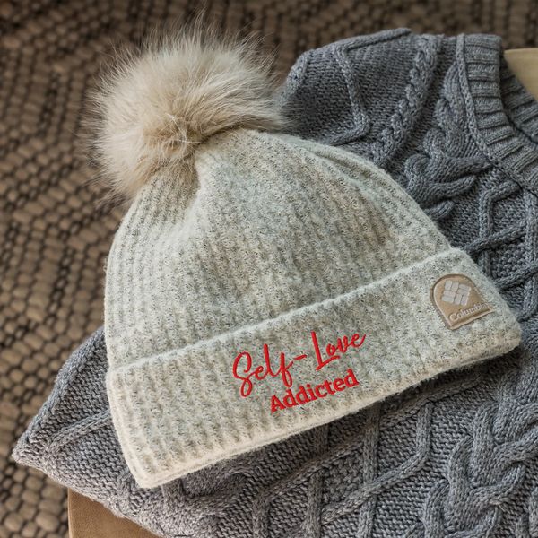 Winter Hats - Self Love Addicted - Columbia pom-pom beanie with Embroidery Maiden-Art