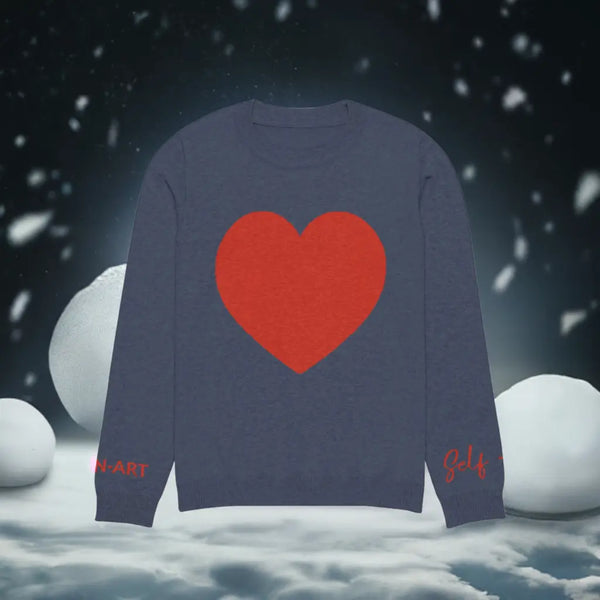 Heart - Knitted crew neck sweater NAVY Maiden-Art