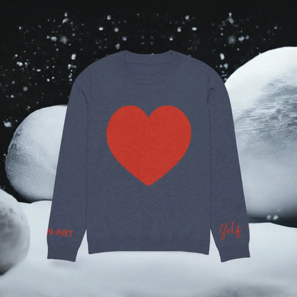 Heart - Knitted crew neck sweater NAVY Maiden-Art