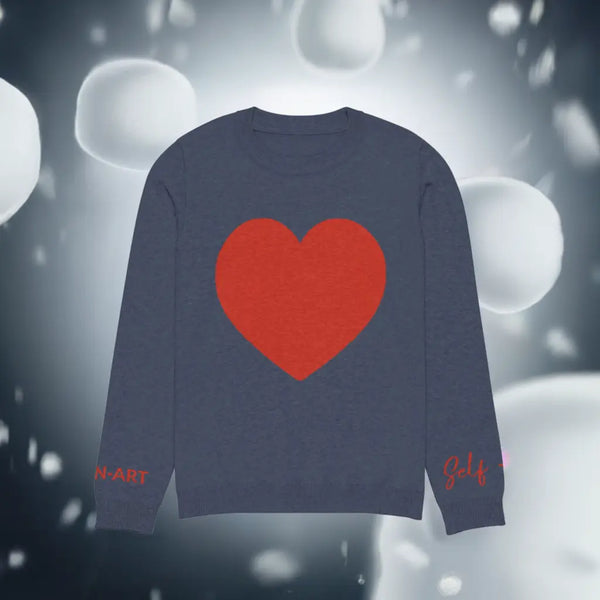 Heart - Knitted crew neck sweater NAVY Maiden-Art