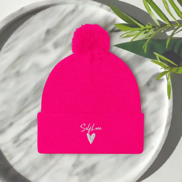 Self Love - Pom-Pom Beanie - Winter Beanie with Embroidery Maiden-Art