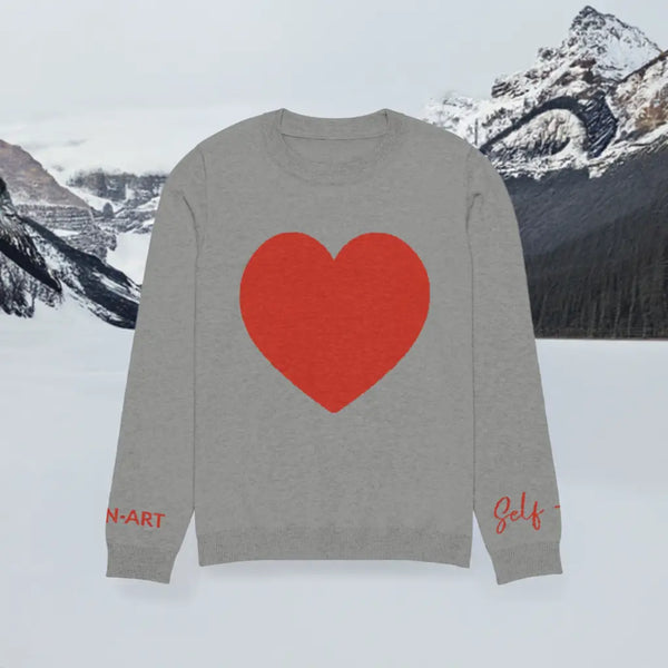 Heart - Knitted crew neck sweater GREY | crew neck knitted sweater Maiden-Art