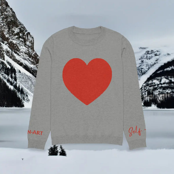 Heart - Knitted crew neck sweater GREY | crew neck knitted sweater Maiden-Art