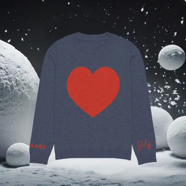 Heart - Knitted crew neck sweater NAVY Maiden-Art