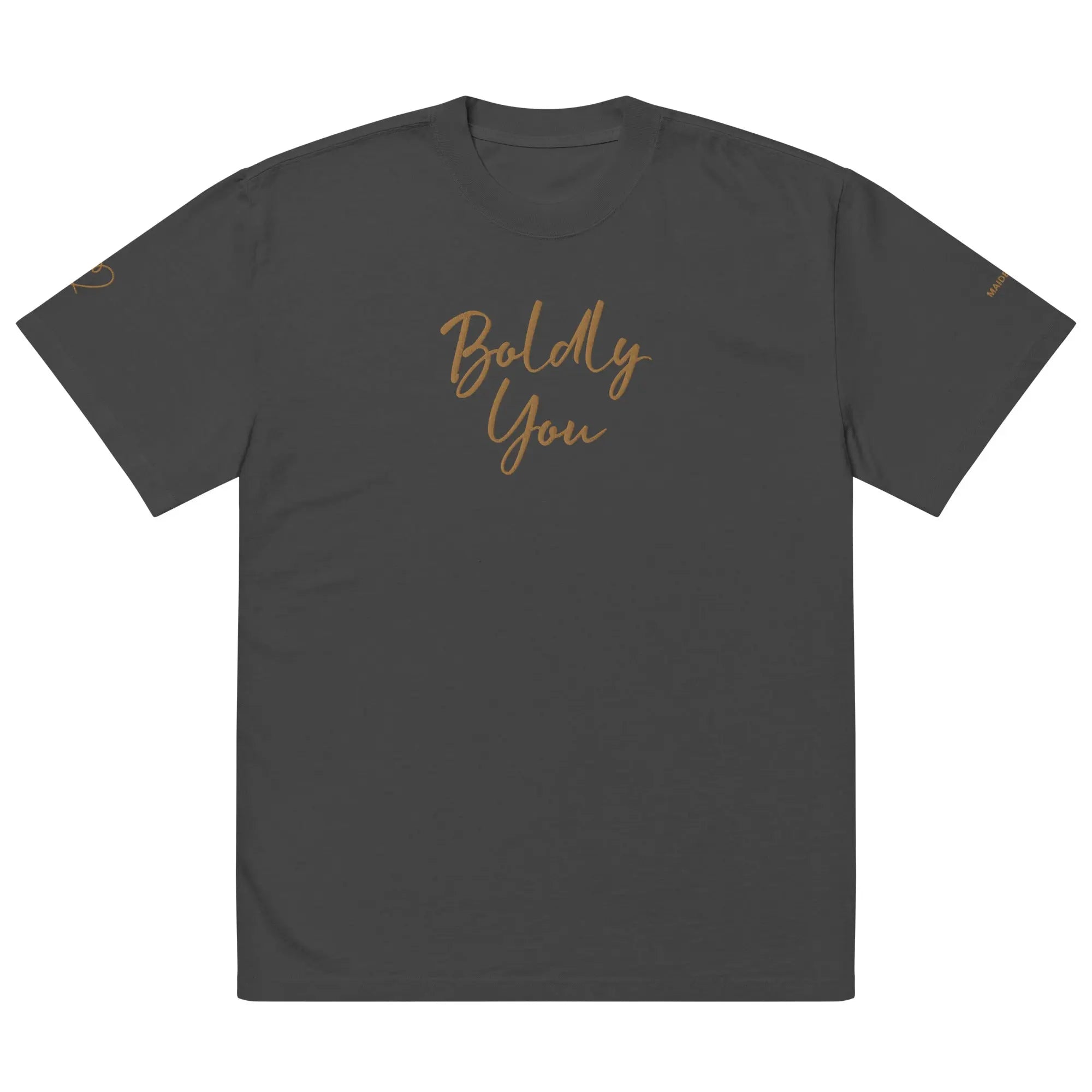 Boldly You Oversized faded t-shirt with Old Gold Embroidery Maiden-Art