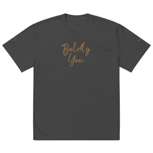 Boldly You Oversized faded t-shirt with Old Gold Embroidery Maiden-Art