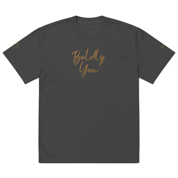 Boldly You Oversized faded t-shirt with Old Gold Embroidery Maiden-Art