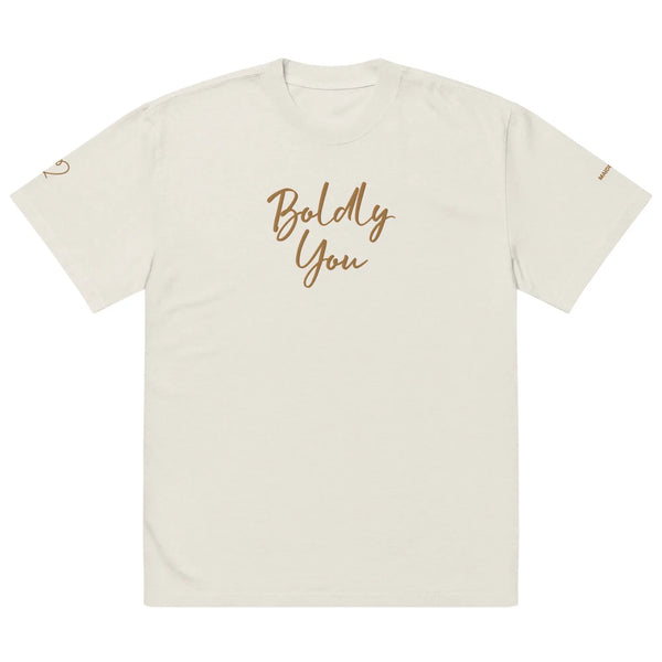 Boldly You Oversized faded t-shirt with Old Gold Embroidery Maiden-Art