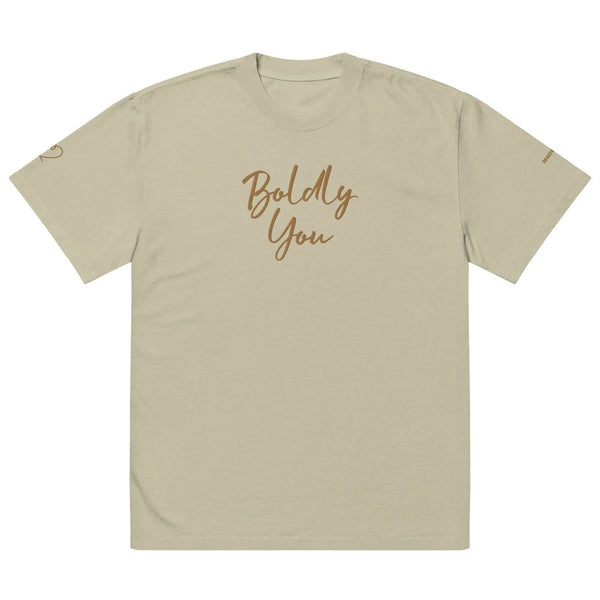 Boldly You Oversized faded t-shirt with Old Gold Embroidery Maiden-Art