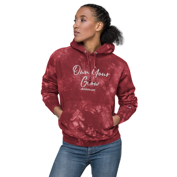 Own Your Glow Unisex Champion tie-dye hoodie with Embroidery | Champion hoodie Maiden-Art