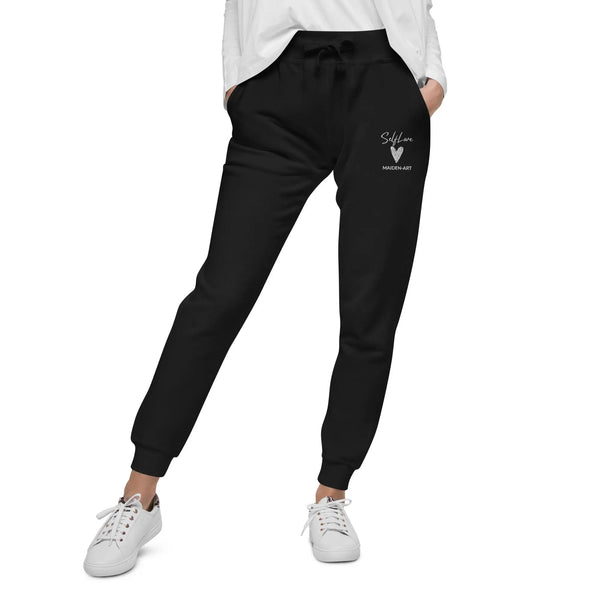 Self Love Unisex fleece sweatpants with Embroidery Maiden-Art