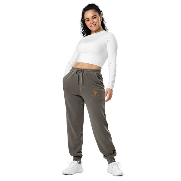 Self Love Unisex pigment-dyed sweatpants with Old Gold Embroidery Maiden-Art