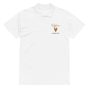 Self Love Premium pique polo shirt with Old Gold Embroidery Maiden-Art